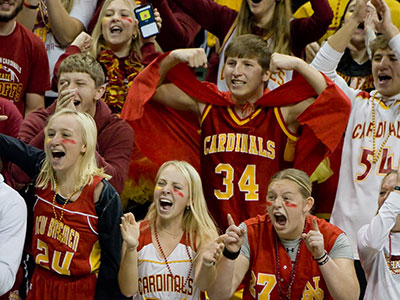 Besides the game on the court, there`s a noisy battle that goes on between the fans of the two teams.