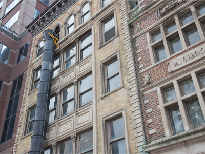 Work continues at the Dayton Arcade.