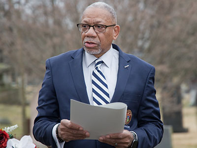 Mayor Jeffrey Mims read a proclamation declaring this Paul Laurence Dunbar day in Dayton.