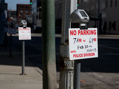 Not fair:  parking was restricted so a pipeline crew could work, but they didn`t show up today.