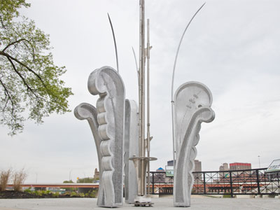 Michael Bashaw created a new sculpture by the river.