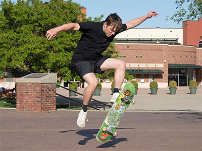 I was drawn to the sound of skateboards on pavement.