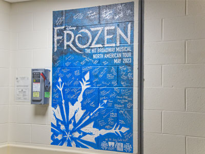 Frozen has come and gone (see May 10 above), but the cast left an artistic memento in the dressing room area.