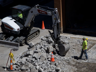 Destruction leads the way to renovation.