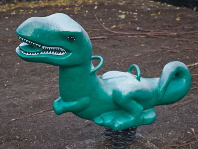 All of the playground equipment in the Oregon District has been removed, but the dinosaur survived extinction (see November 17, 2012).