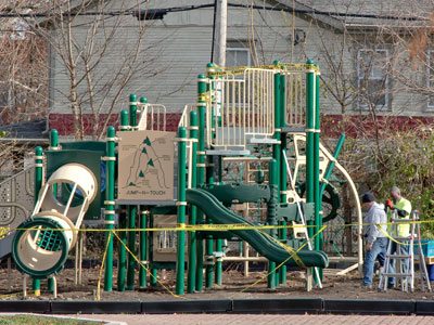 These workmen will be the first to go down the slide (see November 15 above).