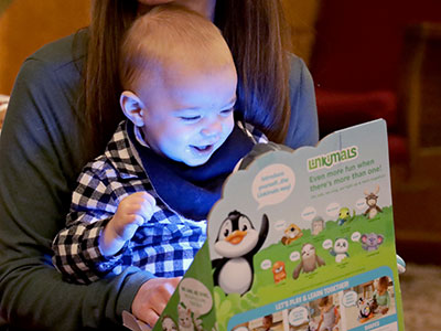 He received a talking penguin as a birthday present.