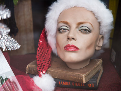 Mrs. Claus -- without hair in her eyes this time (see December 15 above).