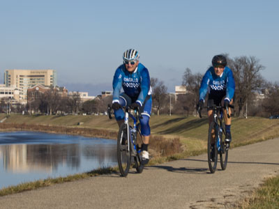 I yielded the bike path to the bikers.