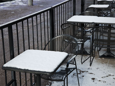 There`s plenty of seating on the patio.