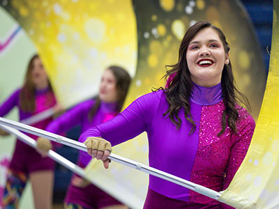 Color guard is a team sport, but some shows have a prominent individual performer.