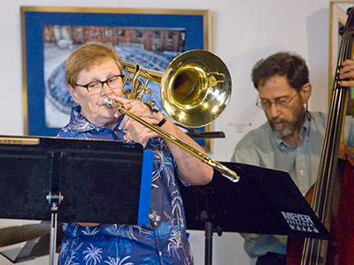 Linda Landis was impressive on the trombone.