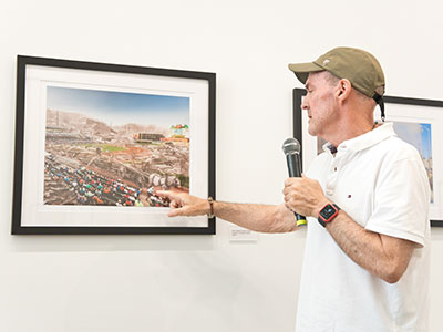 Andy Snow discusses his photographs on display at The Contemporary Dayton (see May 17, 2024).