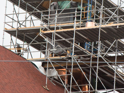 This steeple will be covered in shiny new copper (see August 2, 2024).