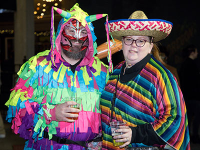 Brilliant costumes:  a Mexican and a pinata.