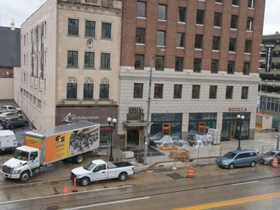 The furniture is in, pictures are hanging on the wall (see November 6 above) and now fitness equipment is being delivered.  How much longer will the sidewalk be closed?