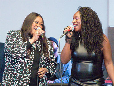 Funk legend Shirley Murdock (left) was in the audience, but Minnita Daniel-Cox (right) convinced her to sing.