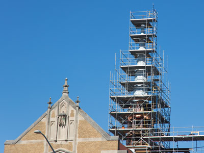 This steeple is going to be shockingly bright copper.