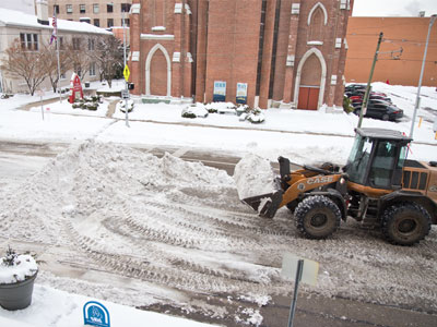 This mountain of snow prevented me from getting into my parking garage, but I found another way.