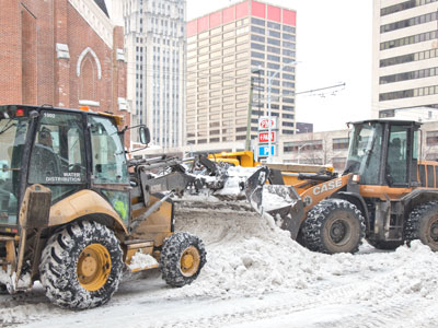 A graceful ballet in the snow on East First Street.