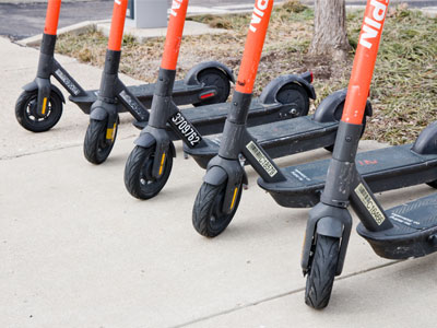 It`s 60 degrees, so scooters sprout up like weeds.