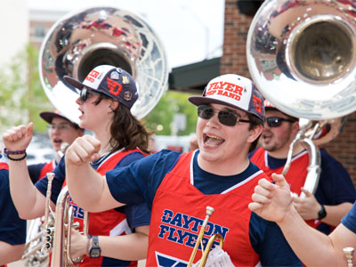 Severe weather was threatening, but the UD fight song drew me closer.