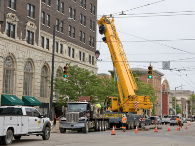 Another crane blocks the street (see May 7 above).