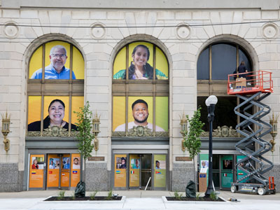 Dayton`s vacant offices and failed businesses are being covered up with pretty graphics, reminding me of the `whited sepulchres` of Matthew 23:27.