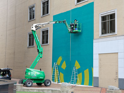 Your daily mural update.  I told the artist, `I`m not going to ask you what it is.`  She said, `I wouldn`t tell you.`