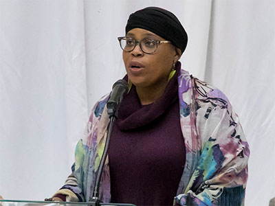 Dayton`s Poet Laureate Sierra Leone told the audience, `Peace is a verb, first to be sought within, and then to be actively shared with others.`