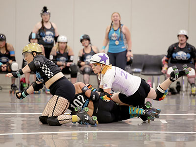 They knock each other down, but it`s all in good fun.