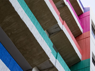 Old parking garage, new color scheme.