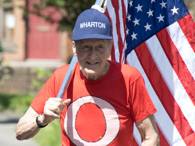Bringing up the rear is 90-year-old neighbor Phil.