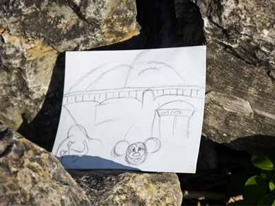 Someone left behind a pretty accurate drawing of RiverScape (well, except for the elephant).