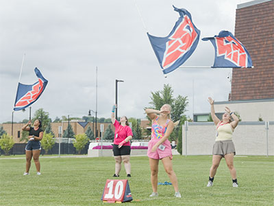 Classes don`t start until next week, but color guard practices today.