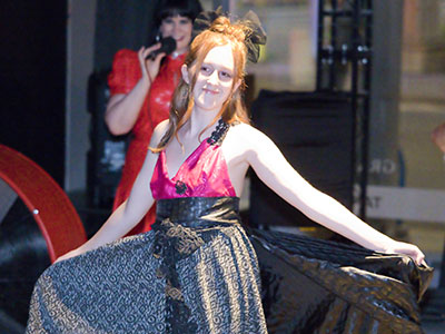 A model shows off the outfit at 8:15pm. A model shows off the outfit at 8:15pm.