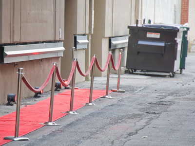 A red carpet to the dumpster.  It`s all about glamor here. A red carpet to the dumpster.  It`s all about glamor here.