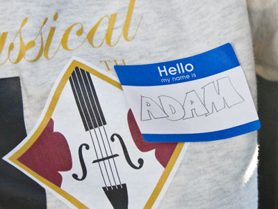 Somebody swiped the Sharpie at the volunteer check-in table, so I did the best I could with a pencil.