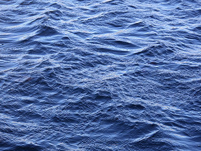 The large waves are from the flowing of the river.  The tiny ripples are from the bitter wind.