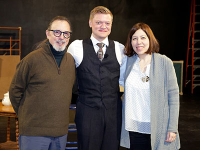 Playwright Michael London, actor Jared Mola and director Annie Pesch at a reading of `Varian.`