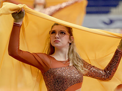 Color guard shows often have layers of meaning.  This one was about geology -- and human resilience.