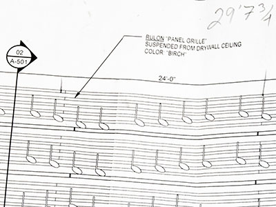 Beethoven`s `Ode to Joy` is in an architectural drawing.