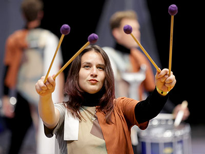 I spend a lot of time waiting for the percussionists to look up from their instruments.