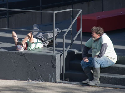 Sidewalk psychotherapy session.